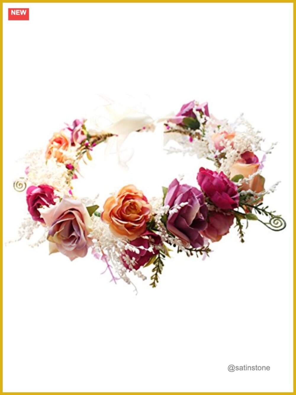 Bohemian Dried Wheat Flower Crown Headband Floral Halo